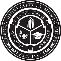 AUBURN UNIVERSITY AT MONTGOMERY EST. 1967 EXCELLENCE SERVICE WISDOM logo