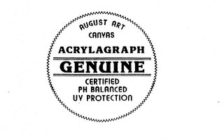 AUGUST ART CANVAS ACRYLAGRAPH GENUINE CERTIFIED PH BALANCED UV PROTECTION logo
