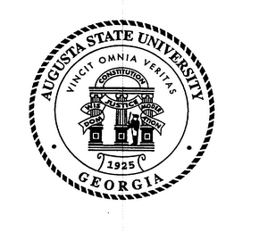 AUGUSTA STATE UNIVERSITY GEORGIA VINCIT OMNIA VERITAS 1925 CONSTITUTION JUSTICE WISDOM JUSTICE MODERATION logo