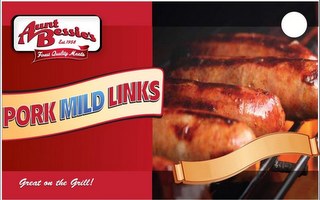 AUNT BESSIE'S EST. 1958 FINEST QUALITY MEATS PORK MILD LINKS GREAT ON THE GRILL! logo