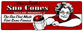 AUNT STELLE'S SNO CONES DALLAS' ORIGINAL THE ONE THAT MADE FINE SNOW FAMOUS logo