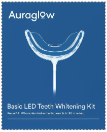 AURAGLOW BASIC LED TEETH WHITENING KIT POWERFUL LED-ACCELERATED WHITENING RESULTS IN 30 MINUTES. logo