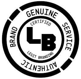 AUTHENTIC BRAND GENUINE SERVICE CERTIFIED LEGIT BRANDING LB logo