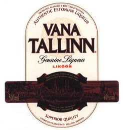 AUTHENTIC ESTONIAN LIQUEUR VANA TALLINN VANA TALLINN logo