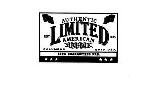 AUTHENTIC LIMITED AMERICAN USA COLUMBUS OHIO USA EST. 1963 100% GUARANTEED PRO. logo