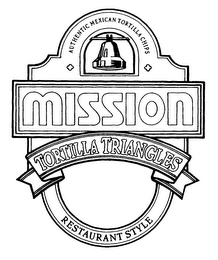 AUTHENTIC MEXICAN TORTILLA CHIPS MISSION TORTILLA TRIANGLES RESTAURANT STYLE logo