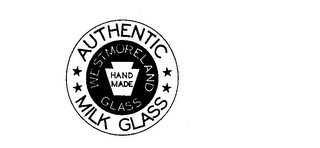 AUTHENTIC MILK GLASS WESTMORELAND GLASS HAND MADE logo
