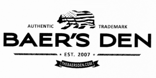 AUTHENTIC TRADEMARK BAER'S DEN EST. 2007 THEBAERSDEN.COM logo