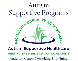 AUTISM SUPPORTIVE PROGRAMS INCLUSIVITY DIVERSITY ACCESSIBILITY AUTISM SUPPORTIVE HEALTHCARE MEETING THE NEEDS OF OUR COMMUNITY ANDERSON CENTER CONSULTING & TRAINING logo