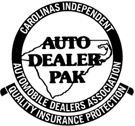 AUTO DEALER PAK CAROLINAS INDEPENDENT AUTOMOBILE DEALERS ASSOCIATION QUALITY INSURANCE PROTECTION logo