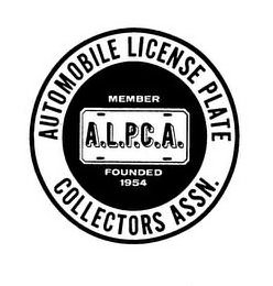 AUTOMOBILE LICENSE PLATE COLLECTORS ASSN. MEMBER A.L.P.C.A. FOUNDED 1954 logo