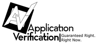 AV APPLICATION VERIFICATION GURANTEED RIGHT. RIGHT NOW. logo