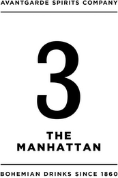 AVANTGARDE SPIRITS COMPANY 3 THE MANHATTAN BOHEMIAN DRINKS SINCE 1860 logo