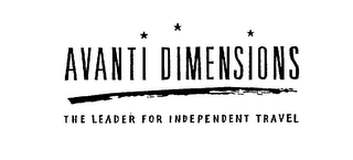 AVANTI DIMENSIONS THE LEADER FOR INDEPENDENT TRAVEL logo