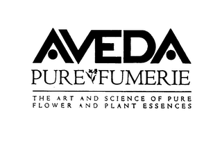 AVEDA PURE FUMERIE THE ART AND SCIENCE OF PURE FLOWER AND PLANT ESSENCES logo