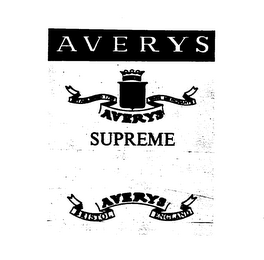 AVERYS SUPREME WINE MERCHANTS ESTABLISHED 1793 BRISTOL ENGLAND logo