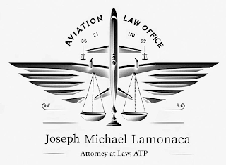 AVIATION LAW OFFICE 36 21 180 99 JOSEPH MICHAEL LAMONACA ATTORNEY AT LAW, ATP logo