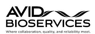 AVID BIOSERVICES WHERE COLLABORATION, QUALITY, AND RELIABILITY MEET. logo