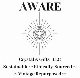 AWARE CRYSTAL & GIFTS LLC SUSTAINABLE ETHICALLY-SOURCED VINTAGE REPURPOSED logo