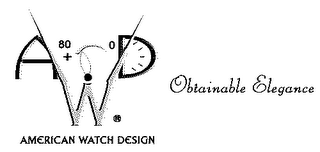 AWD AMERICAN WATCH DESIGN OBTAINABLE ELEGANCE logo