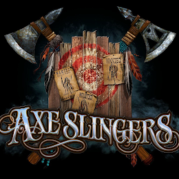 AXE SLINGERS WANTED DEAD OR ALIVE REWARD $100,000 WANTED WANTED logo
