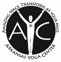 AYC AMAZING SPACE. TRANSFORM AT YOUR PACE. ARKANSAS YOGA CENTER logo