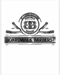 B B BOARDWALK BARBERS SINCE 2008 BOARDWALK BARBERS .COM logo