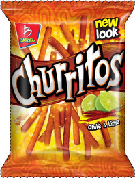 B BARCEL NEW LOOK CHURRITOS CHILE & LIME logo