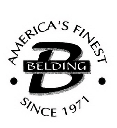 B BELDING AMERICA'S FINEST SINCE 1971 logo