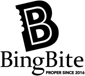 B BINGBITE PROPER SINCE 2016 logo