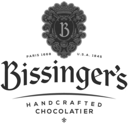 B BISSINGER'S HANDCRAFTED CHOCOLATIER PARIS 1668 U.S.A. 1845 logo