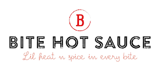 B BITE HOT SAUCE LIL HEAT AND SPICE IN EVERY BITE logo