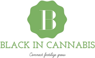 B BLACK IN CANNABIS CONNECT FERTILIZE GROW logo
