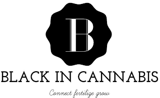 B BLACK IN CANNABIS CONNECT FERTILIZE GROW logo