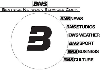 B BNS BEATRICE NETWORK SERVICES CORP. BNS NEWS BNS STUDIOS BNS WEATHER BNS SPORT BNS BUSINESS BNS CULTUTE logo