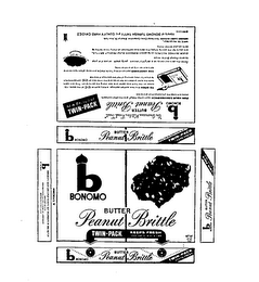 B BONOMO BUTTER PEANUT BRITTLE TWIN-PACK"AN AMERICAN KITCHEN FRESH TREAT" logo