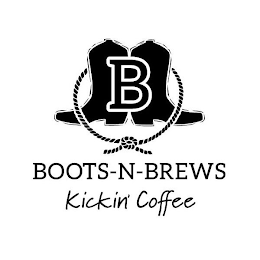 B BOOTS -N- BREWS KICKIN' COFFEE logo