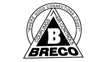 B BRECO COUPLINGS AIR CONTROLS "WHERE GOOD CONNECTIONS COUNT" logo