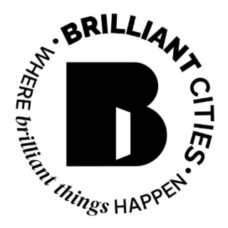 B • BRILLIANT CITIES • WHERE BRILLIANT THINGS HAPPEN logo