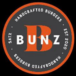B BUNZ · HANDCRAFTED BURGERS · EST 2020 · HANDCRAFTED BURGERS · SATX · logo