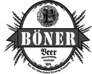 B BÖNER BEER ESTABLISHED '08 VAN DER BÖNERBOSCH BREWING COMPANY logo