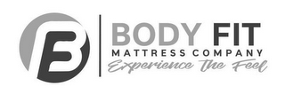B F BODY FIT MATTRESS COMPANY EXPERIENCE THE FEEL logo