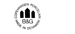 B & G COPENHAGEN PORCELAIN MADE IN DENMARK logo