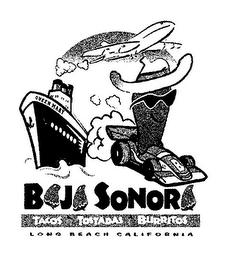 B J SONOR TACOS TOSTADAS BURRITOS LONG BEACH CALIFORNIA QUEEN MARY B logo