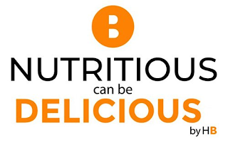 B NUTRITIOUS CAN BE DELICIOUS BY HB logo