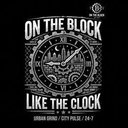 B ON THE BLOCK EST. 24/7 ON THE BLOCK LIKE THE CLOCK URBAN GRIND / CITY PULSE / 24-7 logo