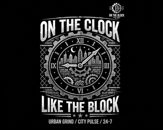 B ON THE BLOCK ON THE CLOCK LIKE THE BLOCK URBAN GRIND / CITY PULSE / 24-7 logo