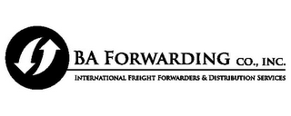 BA FORWARDING CO., INC. INTERNATIONAL FREIGHT FORWARDERS & DISTRIBUTION SERVICES logo