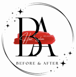 BA HAIR SALON EST. 2001 BEFORE & AFTER logo