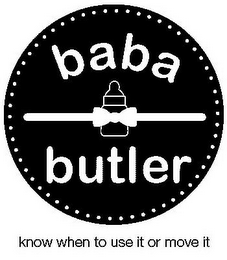 BABA BUTLER KNOW WHEN TO USE IT OR MOVE IT logo